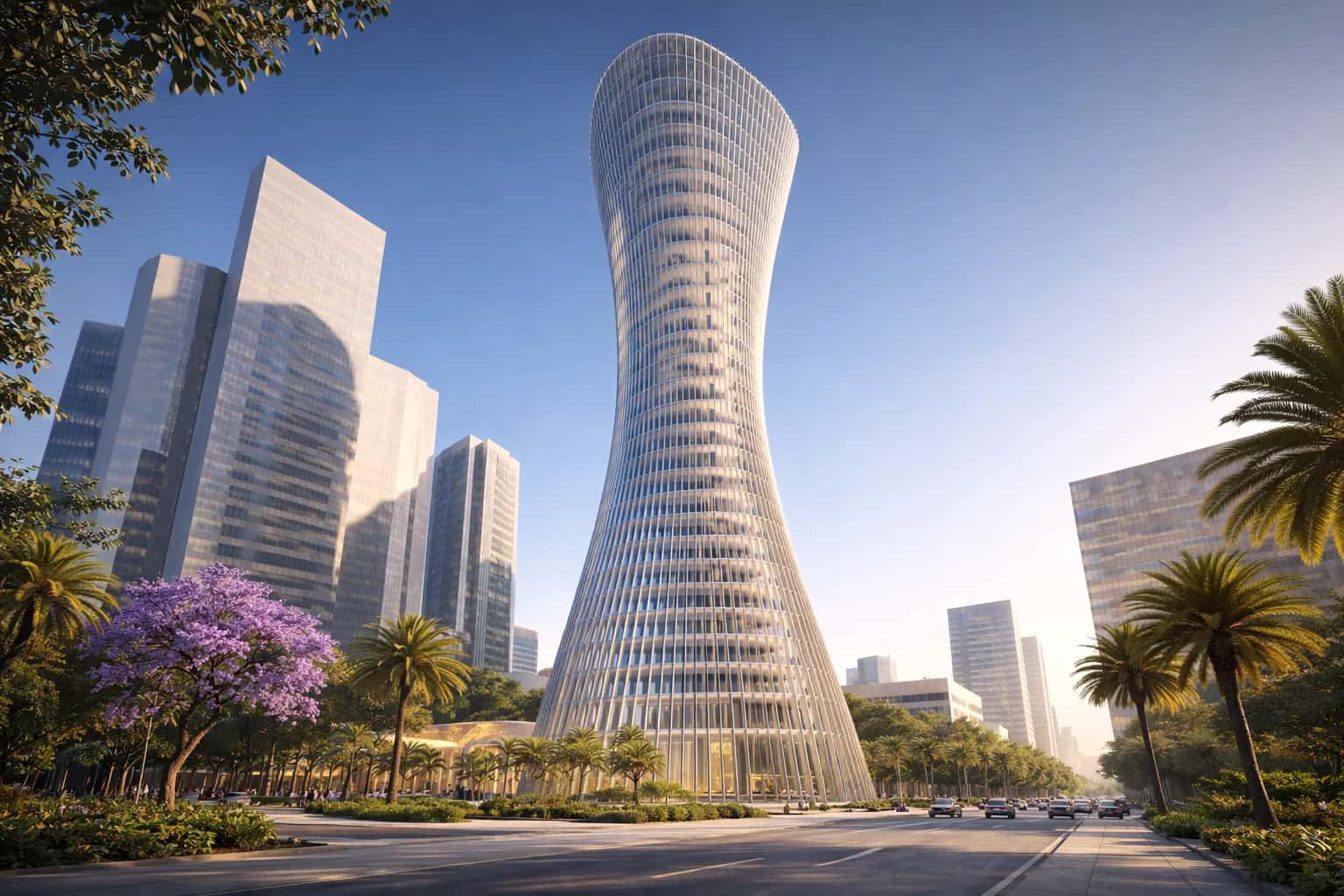 Torre ZMX parametric tower with ruled surface facade — computational design for premium real estate by Arquitectura Introspectiva in Mexico City