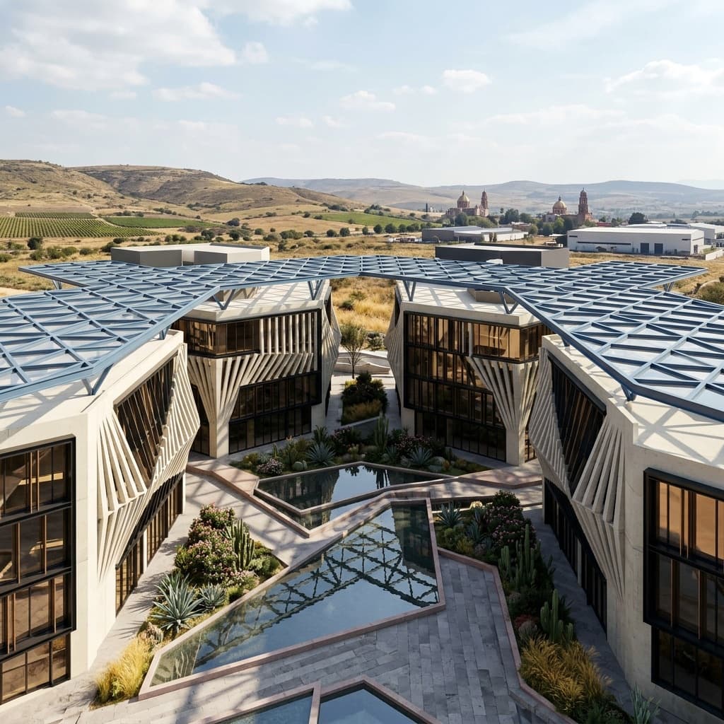 Campus tecnologico con fachada parametrica en Queretaro