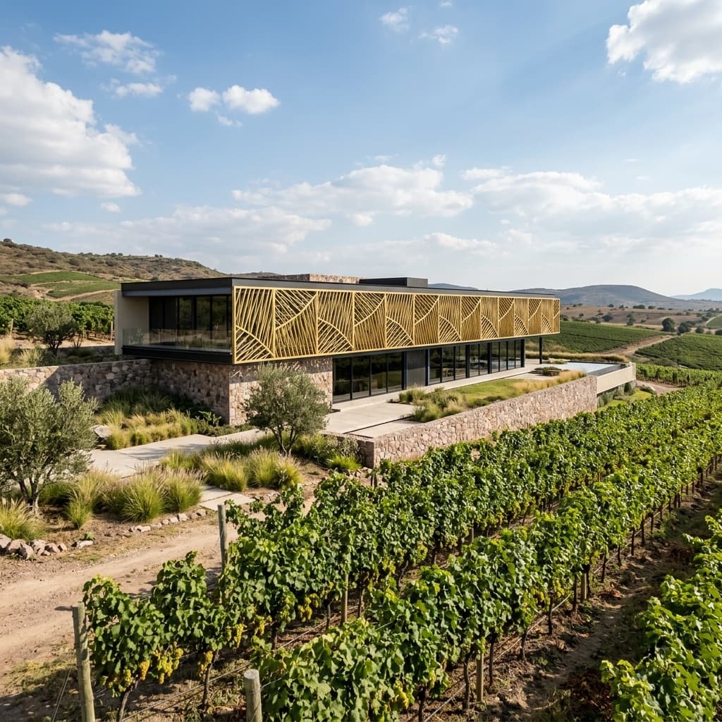Residencia vinicola con geometria parametrica en Queretaro