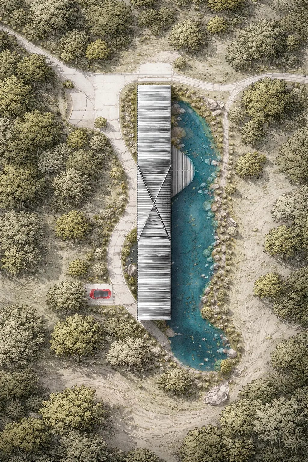 Parametric bridge — aerial view