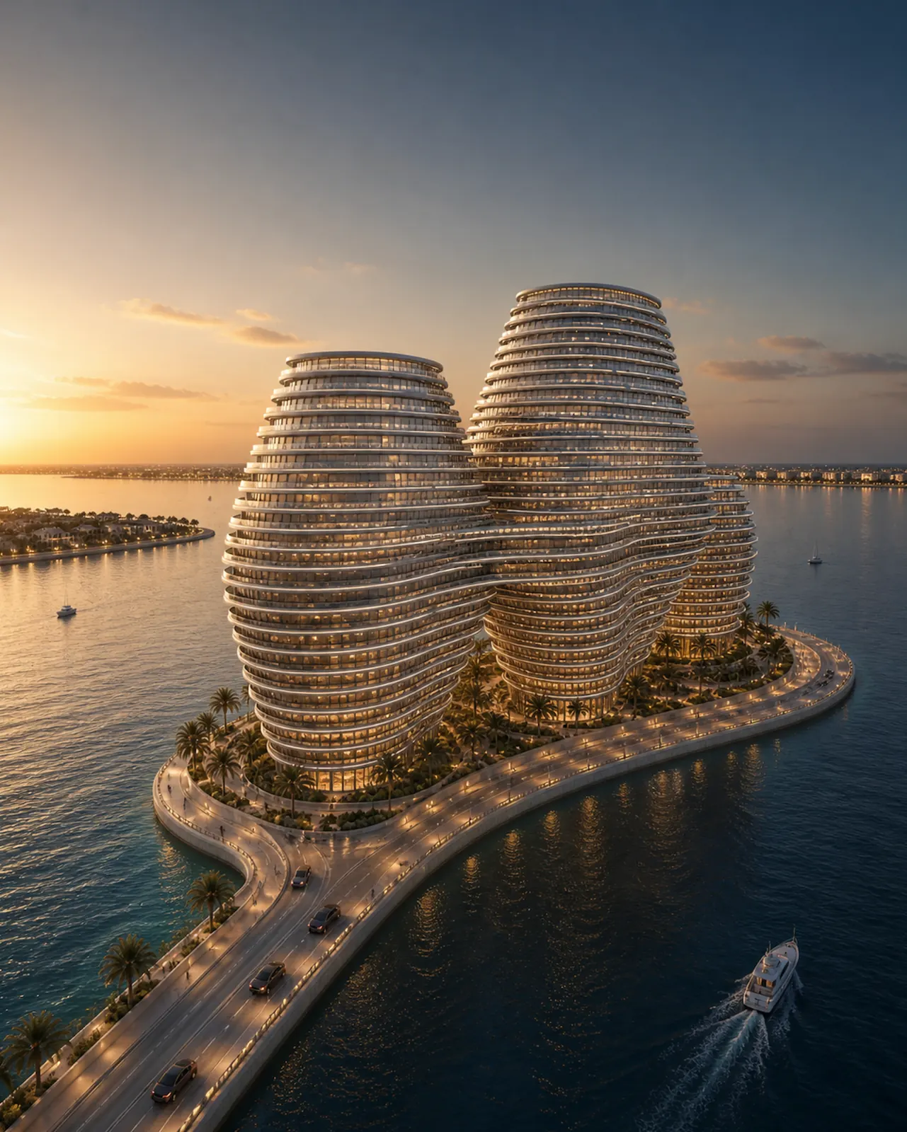 The Rocks — island tower complex at golden hour