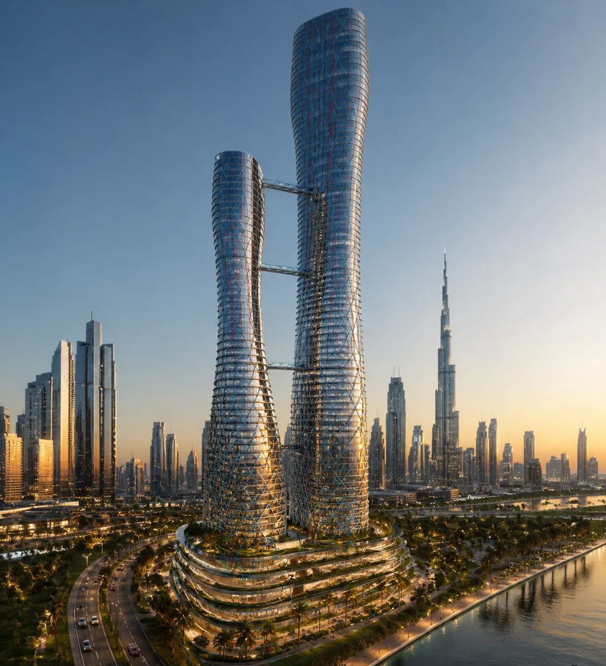 Torre D3 — twin twisted towers, Dubai skyline