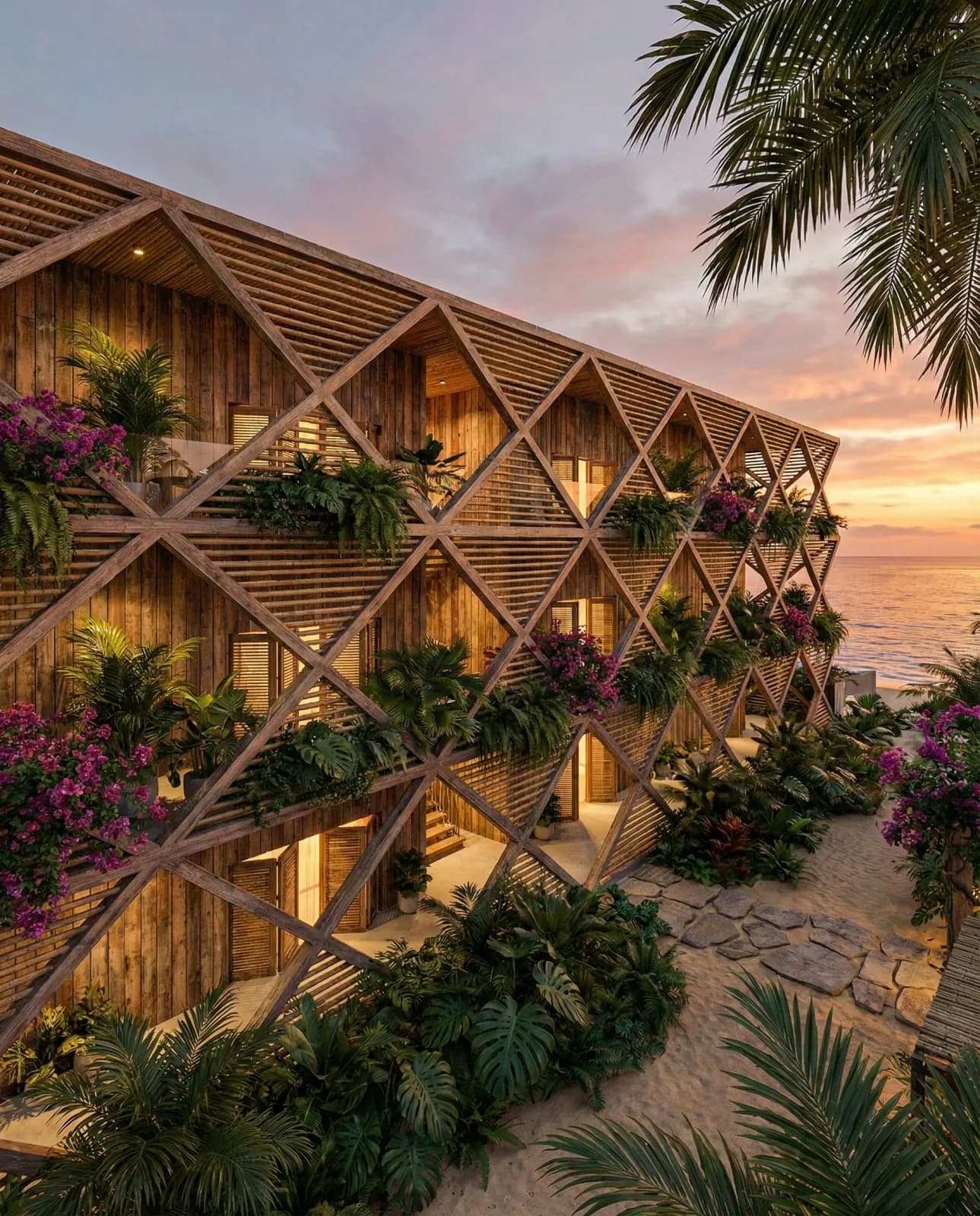 Diagrid Puerto Escondido. Coastal building, Oaxaca