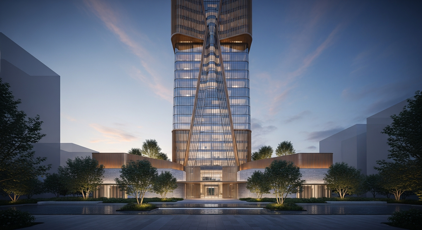 Luxury parametric residential tower with distinctive algorithmic facade commanding premium real estate value